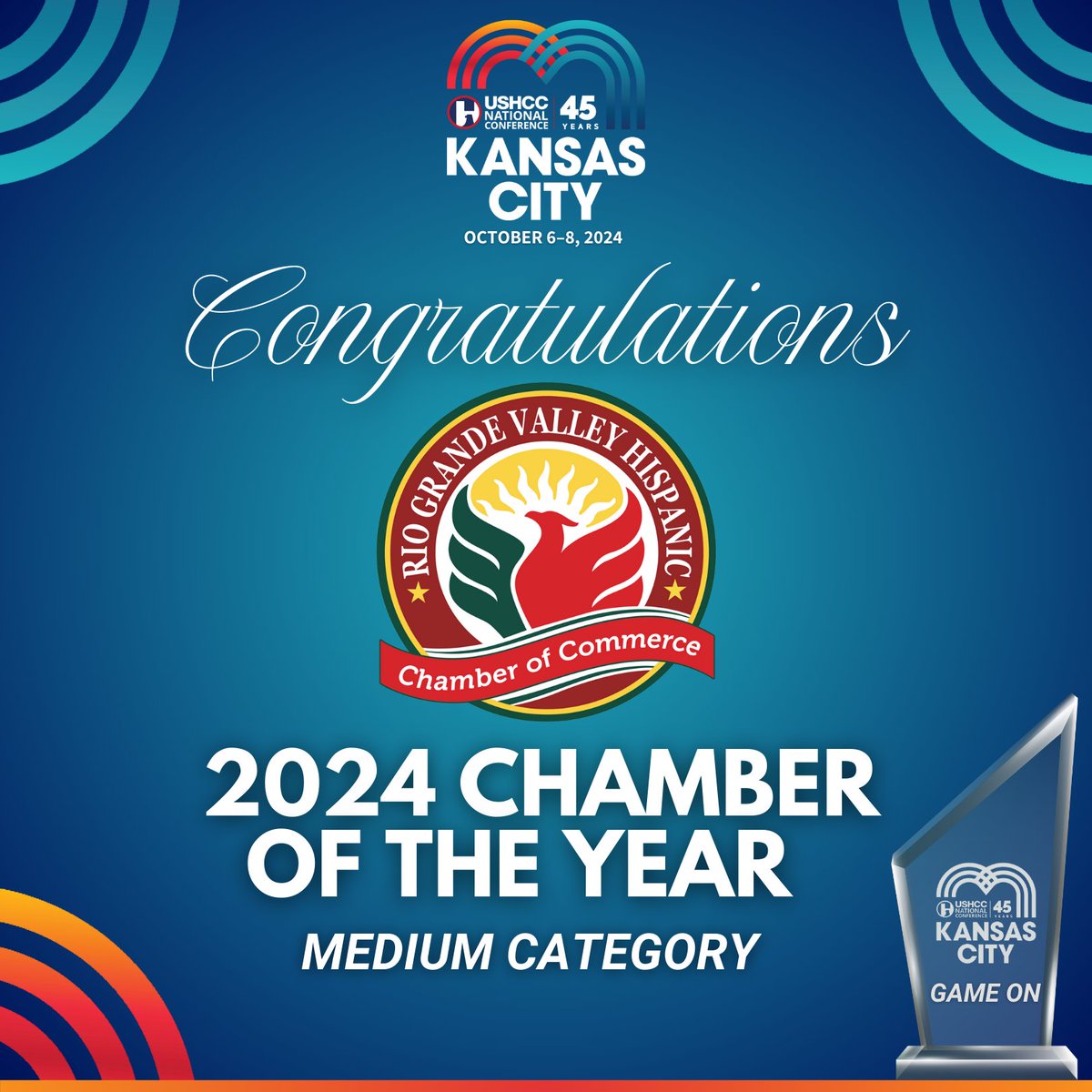 USHCC's tweet photo. A big congrats to our 2024 Medium Chamber of the Year, @RGVHCC! 👏
This award recognizes their outstanding work in creating opportunities for Hispanic-owned businesses and fostering economic growth in Texas' Rio Grande Valley. #USHCC45
🏆: RGVHCC President Cynthia Sakulenzki https://t.co/iC28eddKlz