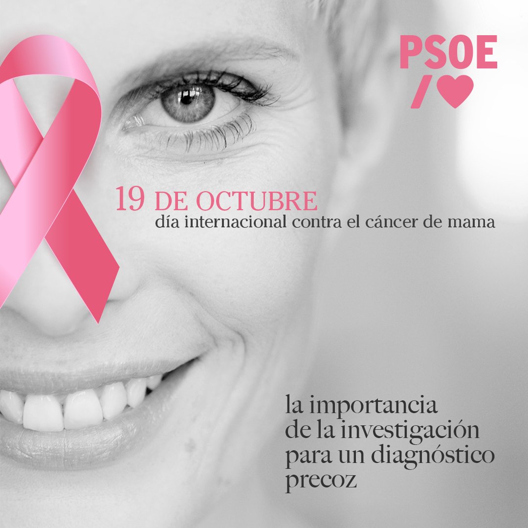 💗 Hoy el mundo se tiñe de rosa por todas esas mujeres valientes que cada día nos demuestran que todo es posible. 

🌸 Desde el PSOE reiteramos nuestro firme compromiso con la ciencia en el #DíaMundialContraElCáncerDeMama.

🔬 Más investigación
➕ Prevención
💪 Mucha fuerza