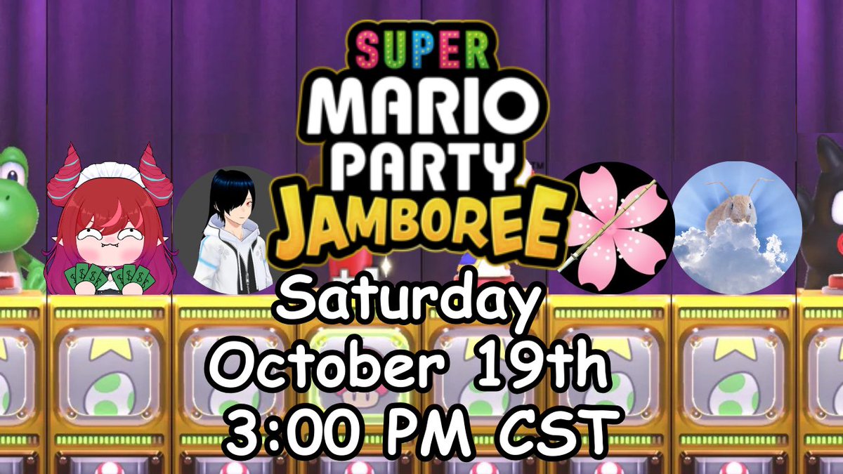 Time to break out my competitive side...
Let's play Super Mario Party Jamboree! Can't wait to face off against <a href="/Kakeru1V/">Kakeru1 ⚔️❄️</a> , <a href="/SakuraSamurai5/">The-Sakura-Samurai.bsky.social</a> , and Antbunny! 
We'll be live on Sat. Oct. 19th at 3:00 PM CST. Hope to see you there!
twitch.tv/crimsonkeep_vt
#Vtuber #ENVtuber
