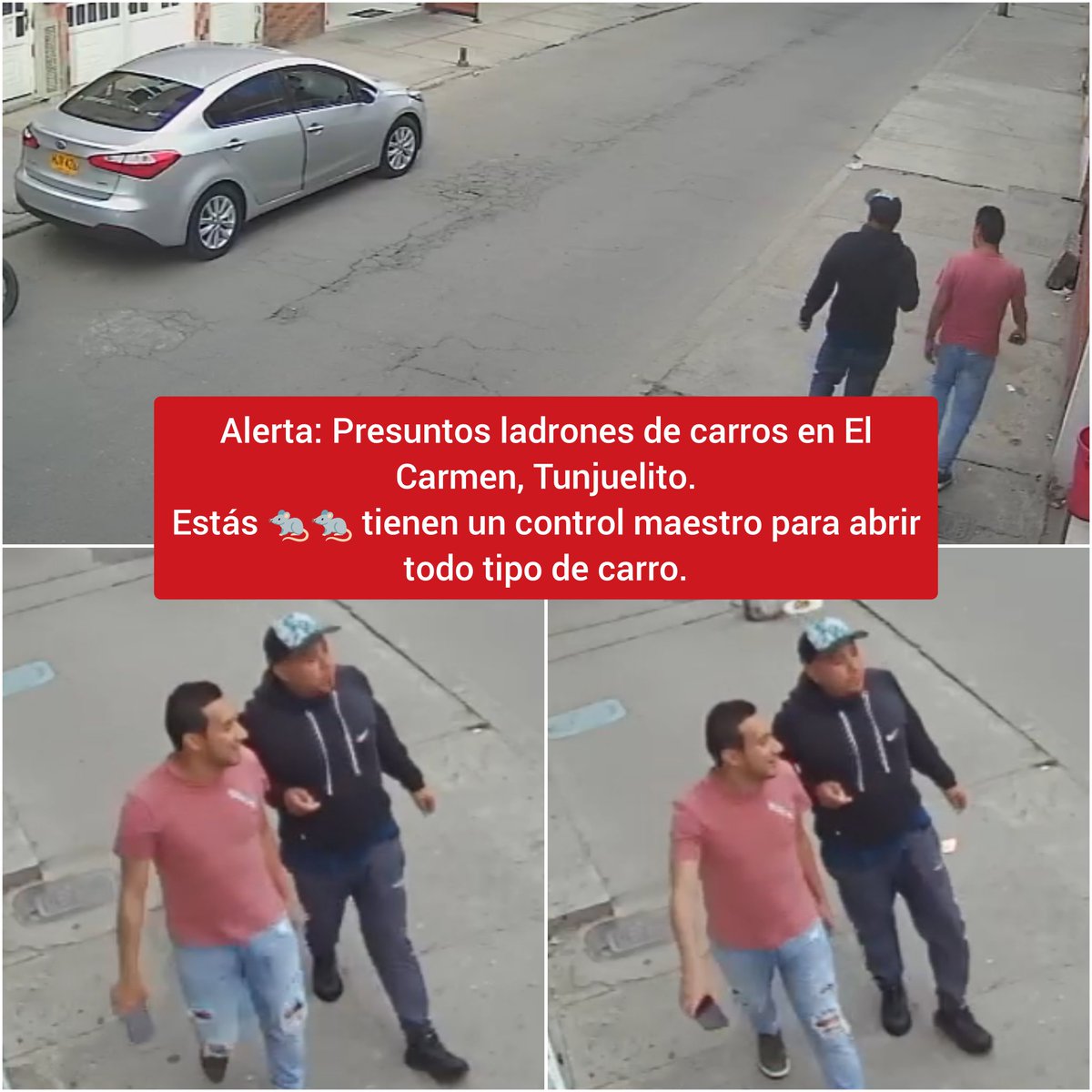 DiegoAriasF1's tweet photo. #Alerta, El Carmen y demás sitios en Bogotá.

¿Han sido víctimas?

Este parte de sujetos junto con otro individuo, recorren las calles y con un control maestro abren los carros para que el tercer cómplice se robe los vehículos. @CarlosFGalan
@PoliciaBogota @SeguridadBOG https://t.co/abiyd70gxe