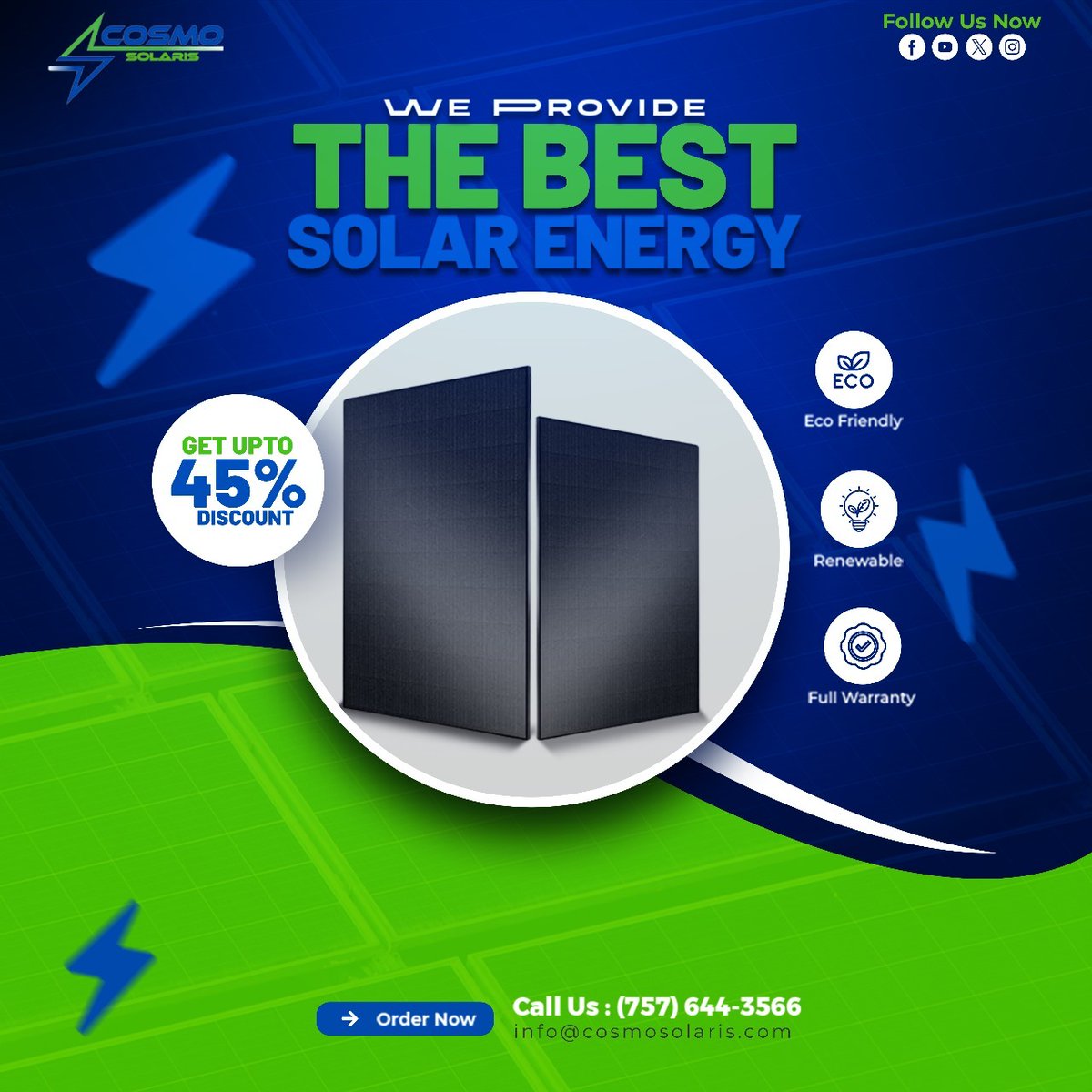 CosmoSolaris's tweet image. 𝐆𝐞𝐭 𝐮𝐩 𝐭𝐨 𝟒𝟓% 𝐝𝐢𝐬𝐜𝐨𝐮𝐧𝐭 𝐨𝐧 𝐬𝐨𝐥𝐚𝐫 𝐩𝐚𝐧𝐞𝐥𝐬 ☀️🛰️⚡

Call us today!

 📞(757) 644 3466
📧info@cosmosolaris.com
🌎cosmosolaris.com

#cosmosolaris #residentialsolar  #usa
