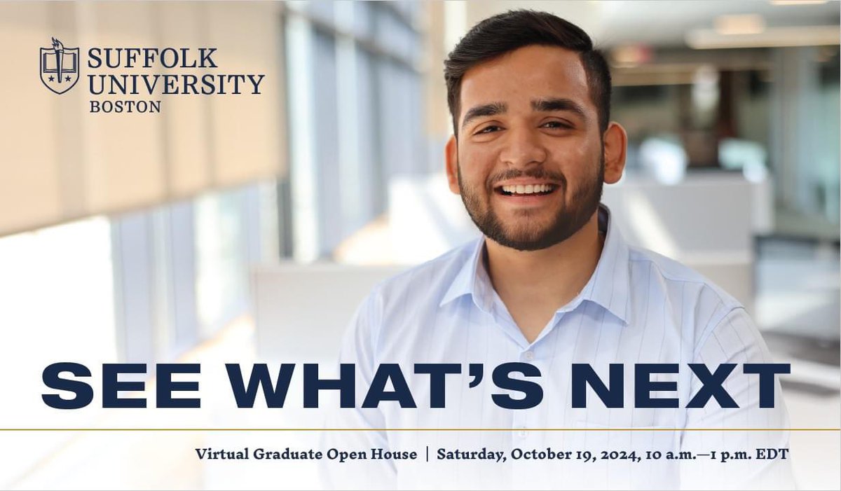 Will we see you at our Virtual Graduate Open House tomorrow? Look into your program options at faculty-led academic sessions, get expert advice from the admission, financial aid, and career development teams, and hear from students and alumni firsthand. grad.suffolk.edu/register/oh-10…