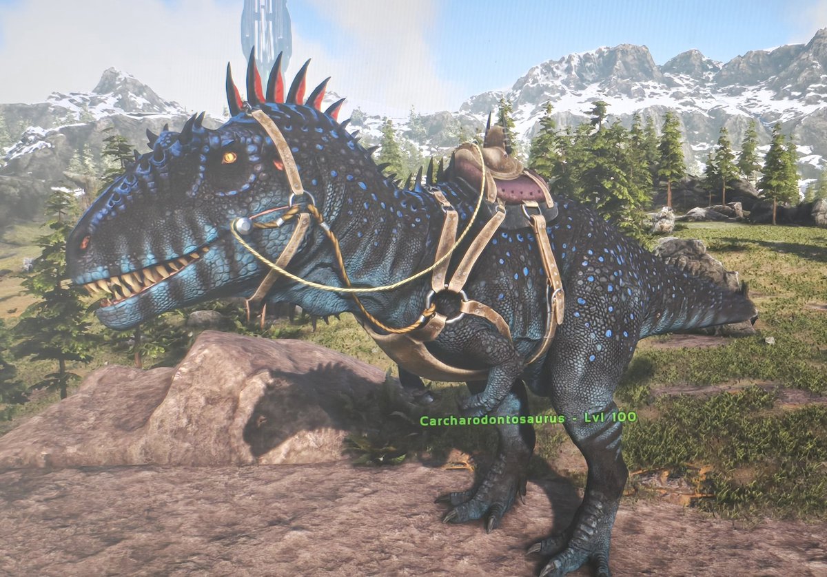 I was playing Ark: Survival Evolved. The map of Ragnarok. I've found this new dinosaur that Ark put out, but I had to use a cheat code since I couldn't actually knock it out. 😅

He's so beautiful 😍. I don't know what to name him.