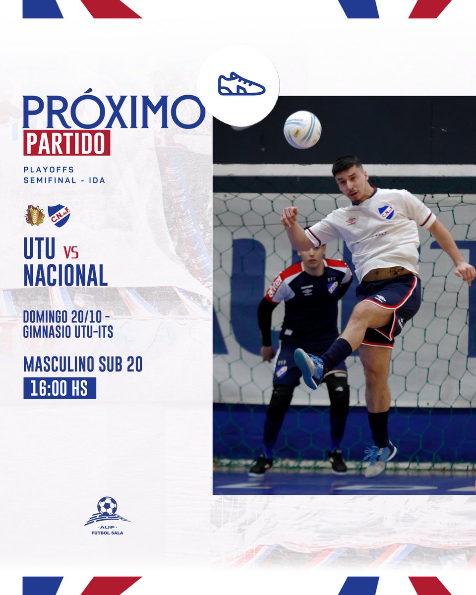 CNdeFfutsal's tweet photo. ¡SEMIFINALES! 🔥

PRIMERA
🆚 URUPAN
🗓️ Sábado 19/10
📍 Gran Parque Central
⏰ 21:30 hs 

SUB 20
🆚 UTU 
🗓️ Domingo 20/10
📍 Polideportivo UTU-ITS
⏰ 16:00 hs 

#MismoEscudoMismaPasión
#ElClubGigante🔵⚪🔴 https://t.co/ecr4Gw740P