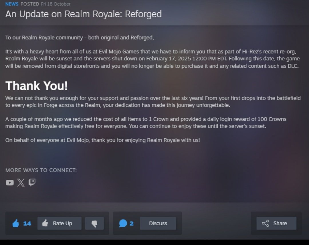 The news we've all been waiting for <a href="/RealmRoyale/">Realm Royale Reforged</a>