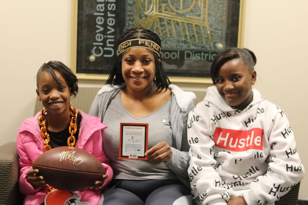 CHUHSchools's tweet photo. Congratulations to @HeightsHighCHUH senior Ralph F. and @CHUHFairfax fifth grader Miracle S. for winning autographed @Browns footballs, courtesy of Stay in the Game! They were 2 of more than 1,000 CH-UH students who had perfect attendance 9/16-10/11. @David_Njoku80 @Flash_Garrett https://t.co/ZinBs0CZBn