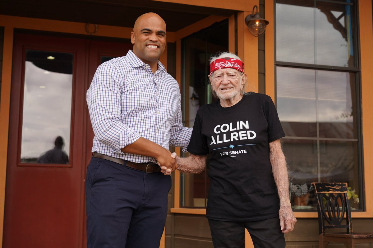 ColinAllredTX's tweet photo. On the road again, this time with @WillieNelson! It was an honor to visit Willie’s ranch today, and talk about the stakes of this election. 

Can’t get any better than this. https://t.co/BWFCpOS2Jv