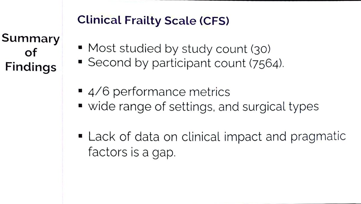 geriatric_onc's tweet photo. Frailty tools, useful in surgical evaluation. Clinical frailty scale and Edmonton frailty scales are well studied across multiple domains. Pragmatic and clinical impact of tools still needs to be better studied. @SIOGorg #SIOG2024 well presented Tyler Chesney https://t.co/RZlilWUe5n