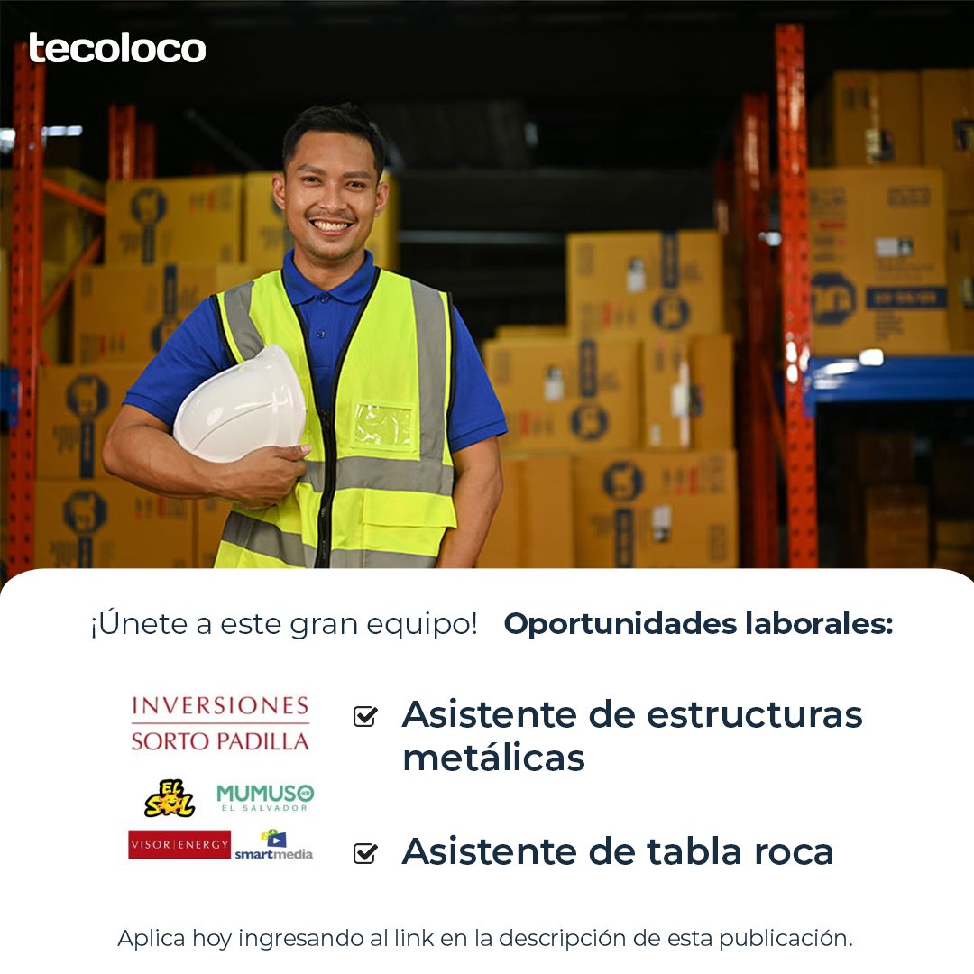 El futuro comienza ahora. ☝️

 Termina la semana con una nueva oportunidad laboral en tu agenda. Aplica hoy como:

✅ Asistente de Estructuras Metálicas (Temporada Navideña): i.mtr.cool/aikptxffao
✅ Asistente de Tabla Rica (Temporada Navideña): i.mtr.cool/zdypusbkgp
