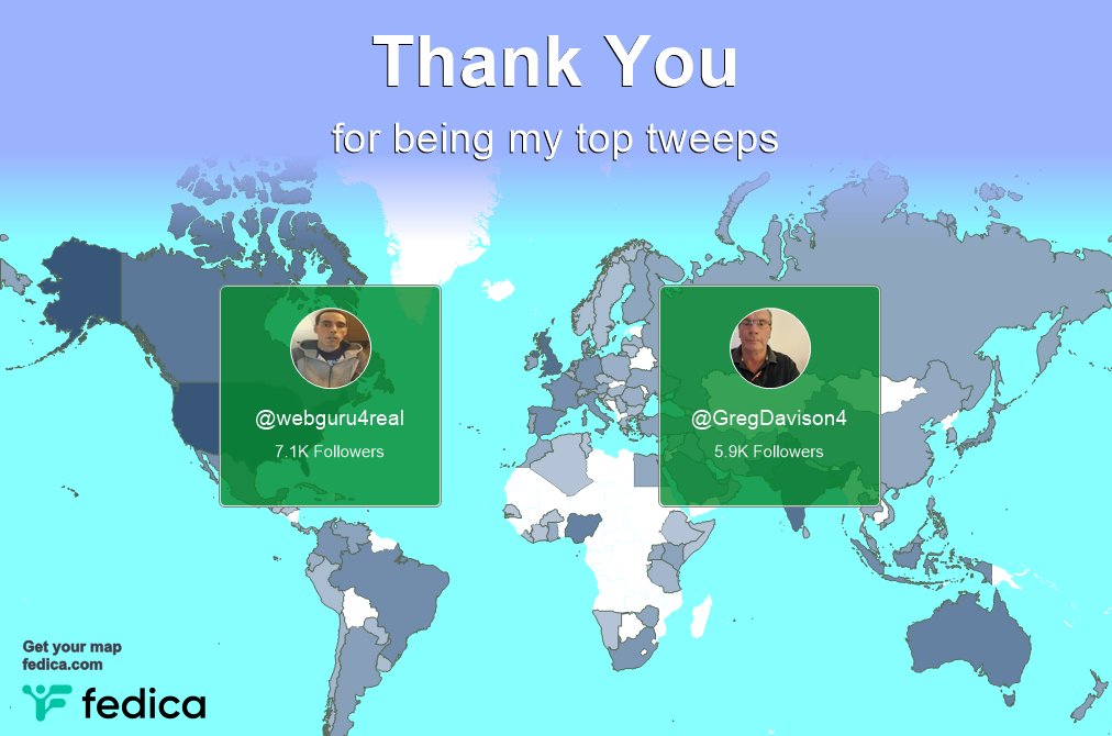 Special thanks to my top new tweeps this week <a href="/webguru4real/">DJDANIEL</a>, <a href="/GregDavison4/">Greg</a>