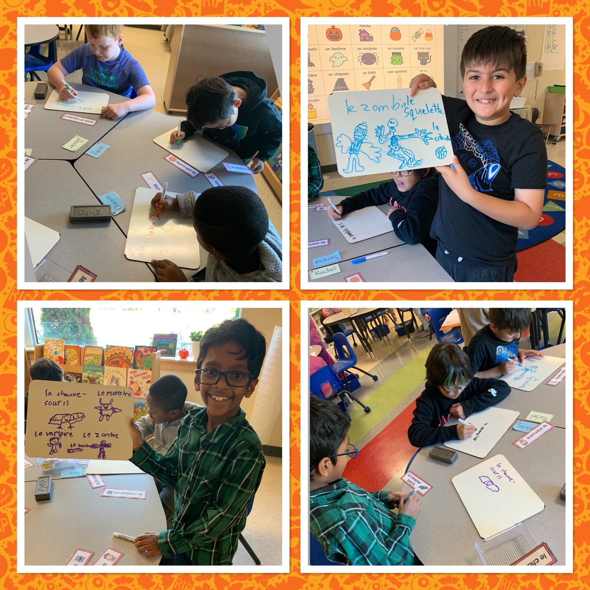 MmeSamaroo's tweet photo. Les élèves en 2e et 3e @StGabrielOCSB  are also getting ready for l’Halloween! We’re labelling les images, counting les syllabes and counting les potions to practice our new vocabulary. 🎃👻 https://t.co/BdAVRpGZdE