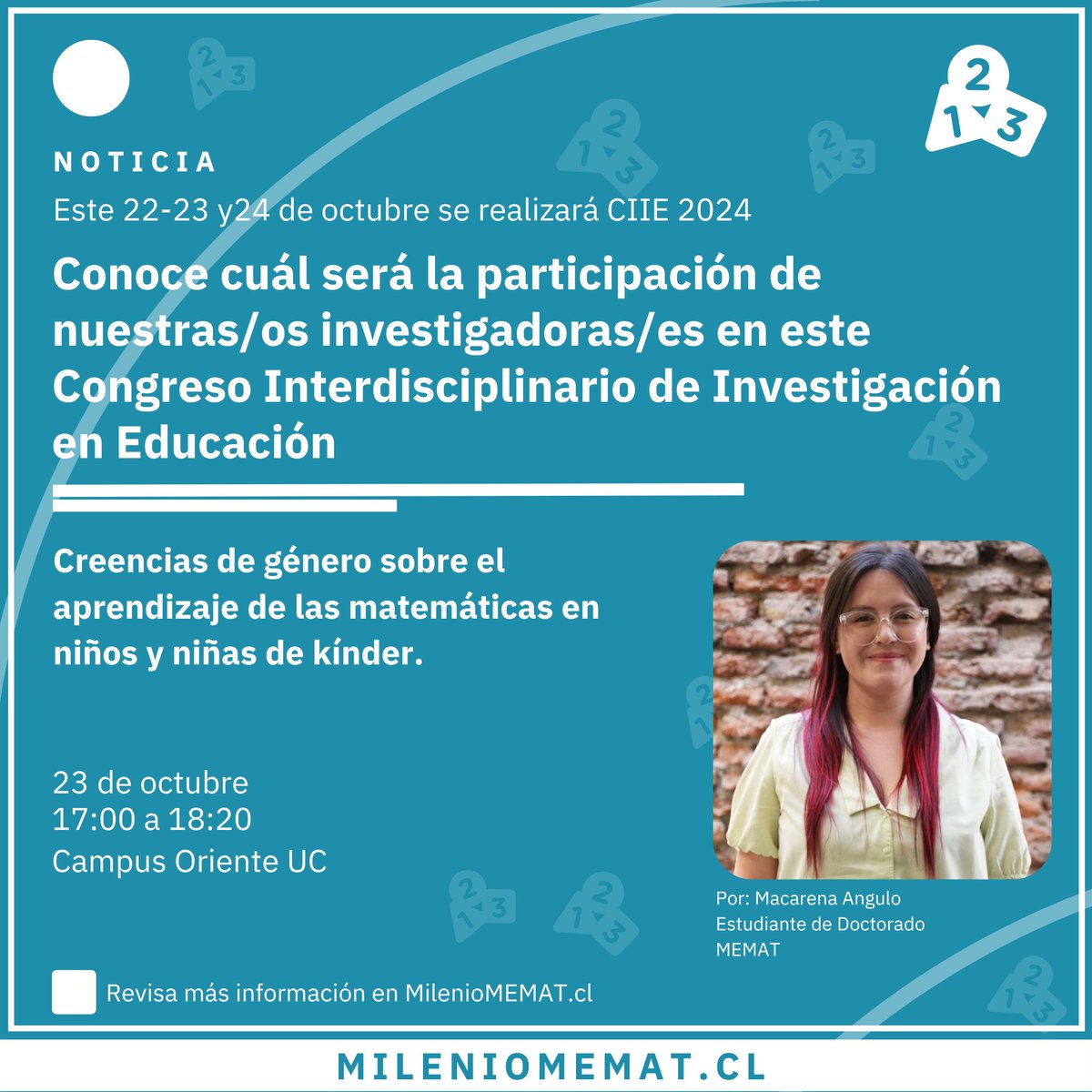 📢¡No te pierdas CIIE 2024 este 22-23 y24 de octubre! 

Conoce cuál será la participación de nuestras/os investigadoras/es en este Congreso Interdisciplinario de Investigación en Educación. 👏👏