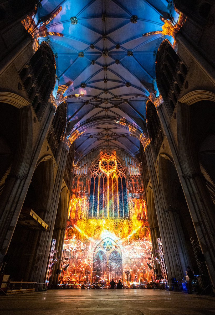 Tonight we had the privilege of showing our new lightshow PHOENIX to some of the firefighters who attended the Minster on 9 July 1984. Their voices feature in the show, recounting the events of that dreadful night. We are able to enjoy York Minster today because of their bravery.