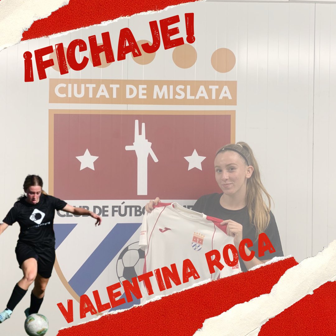 🤝🏻𝗙𝗜𝗖𝗛𝗔𝗝𝗘 𝗩𝗔𝗟𝗘𝗡𝗧𝗜𝗡𝗔 𝗥𝗢𝗖𝗔🤝🏻

Desde el C.F.F. Ciutat de Mislata nos complace anunciar el fichaje de Valentina Roca para la temporada 2024/2025.