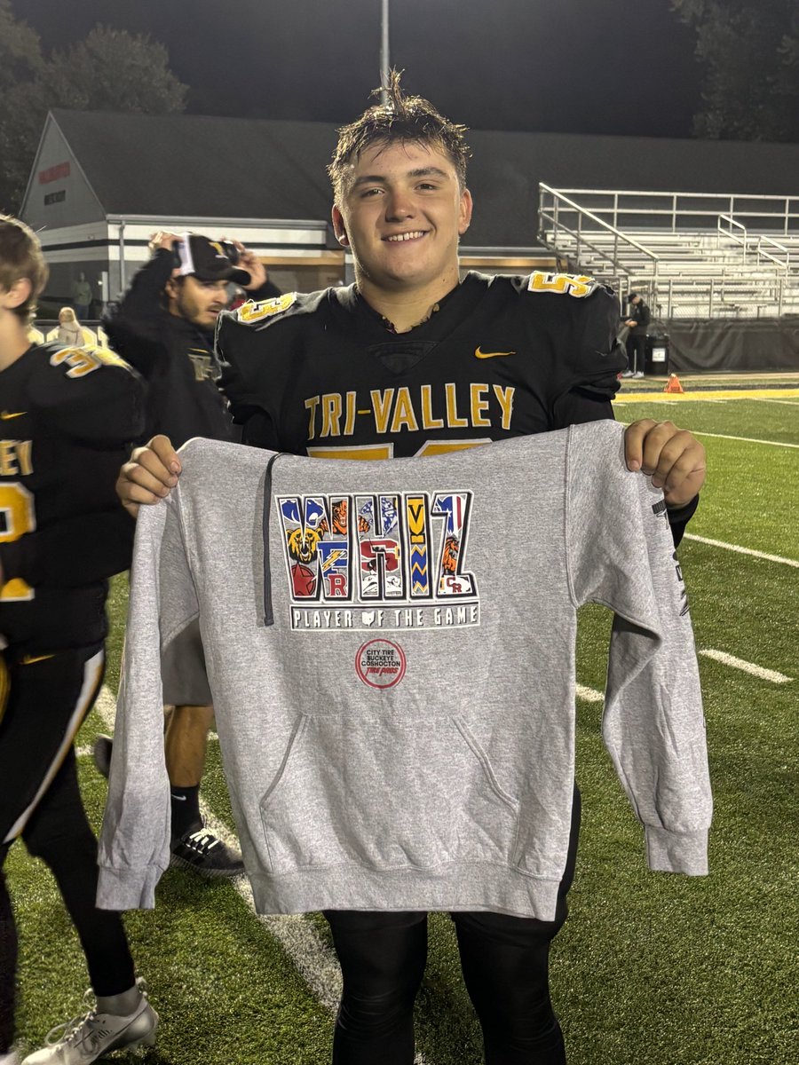 David Kinder II (@davidkinderii) on Twitter photo Tri-Valley beats Sheridan 21-9 to improve to 9-0. Congrats to Scottie lineman/punter Chris Gargasz who gets our City Tire Pros Player of the Game Award! <a href="/TVSCOTTIESFB/">Tri-Valley Football</a> <a href="/tvsportsmedia/">TVHS ATHLETICS</a> Tri-Valley beats Sheridan 21-9 to improve to 9-0. Congrats to Scottie lineman/punter Chris Gargasz who gets our City Tire Pros Player of the Game Award! <a href="/TVSCOTTIESFB/">Tri-Valley Football</a> <a href="/tvsportsmedia/">TVHS ATHLETICS</a>