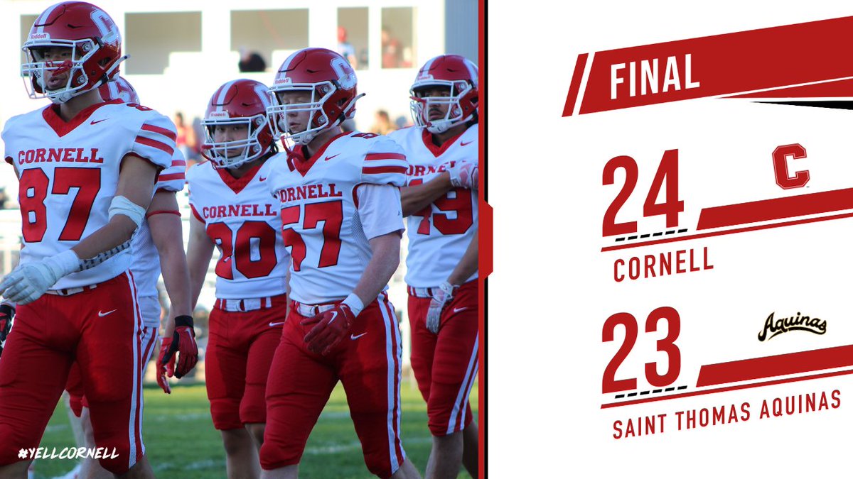 Cornell Big Red (@cornellsports) on Twitter photo <a href="/CUsprintFB/">Cornell Sprint Football</a> What a comeback.
An interception in the final two minutes of play secures <a href="/CUsprintFB/">Cornell Sprint Football</a> a narrow victory over STAC.
#YellCornell <a href="/CUsprintFB/">Cornell Sprint Football</a> What a comeback.
An interception in the final two minutes of play secures <a href="/CUsprintFB/">Cornell Sprint Football</a> a narrow victory over STAC.
#YellCornell