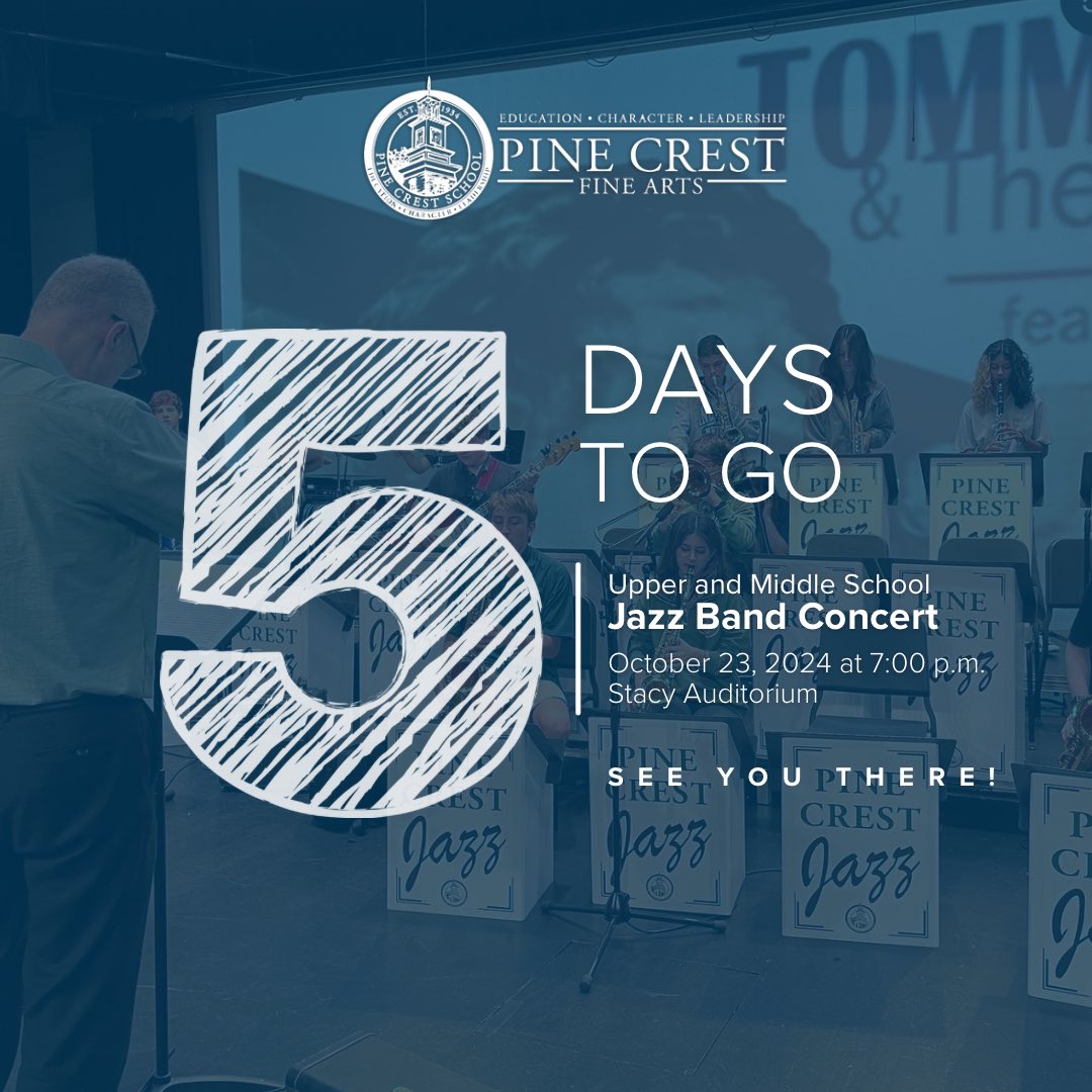 PineCrestArts's tweet image. Pine Crest Upper and Middle School Jazz Bands take the stage next week! Join us for an unforgettable evening of performances by our talented student musicians and faculty! 🎺🎷🎶#PCBand #PCJazzBand #PCFineArts