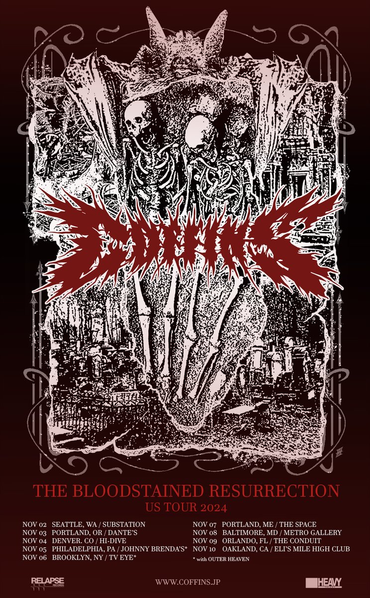 CoffinsJP's tweet photo. Tour information update: It seems that all the info is out now. Get your tickets at each venue. See you there!!
11/02 @ Substation, Seattle WA
w/Torture Rack, Re-buried
Tickets: https://t.co/JEoVEDLTxj
11/03 @ Dante's, Portland OR
w/Petrification
Tickets: https://t.co/LxMyn9hYQm https://t.co/SxpEwnvVhy