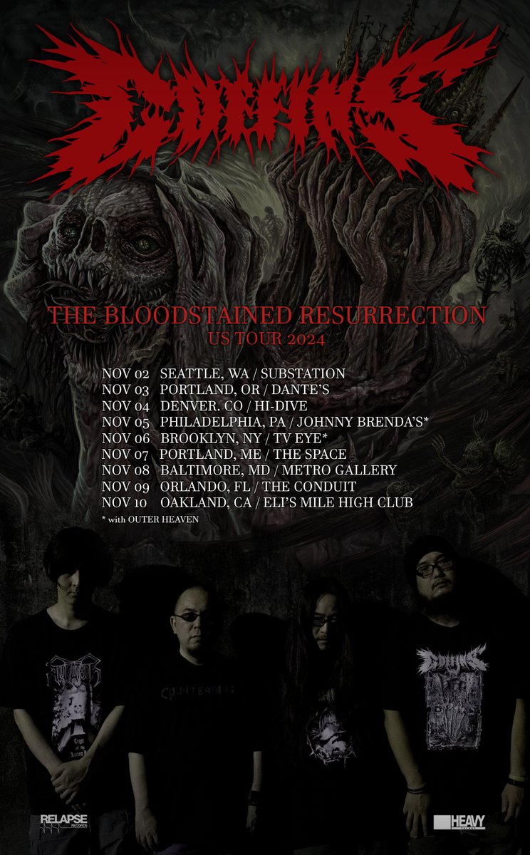 CoffinsJP's tweet photo. Tour information update: It seems that all the info is out now. Get your tickets at each venue. See you there!!
11/02 @ Substation, Seattle WA
w/Torture Rack, Re-buried
Tickets: https://t.co/JEoVEDLTxj
11/03 @ Dante's, Portland OR
w/Petrification
Tickets: https://t.co/LxMyn9hYQm https://t.co/SxpEwnvVhy
