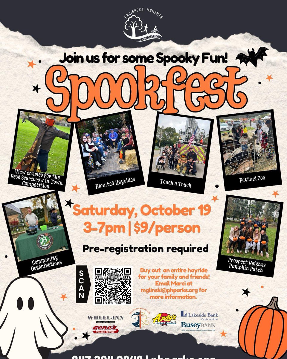 ProspectHtsPrks's tweet photo. Spookfest | Sat, October 19 | 3-7pm | All Ages | $9/person
Additional hayrides have been added. It's not too late to register:  https://t.co/GUZOKLQnEv
Elm Street will be closed Camp McDonald Rd to the Library on Sat, October 19 from 1pm to 8pm https://t.co/LlsK1A9xvj
