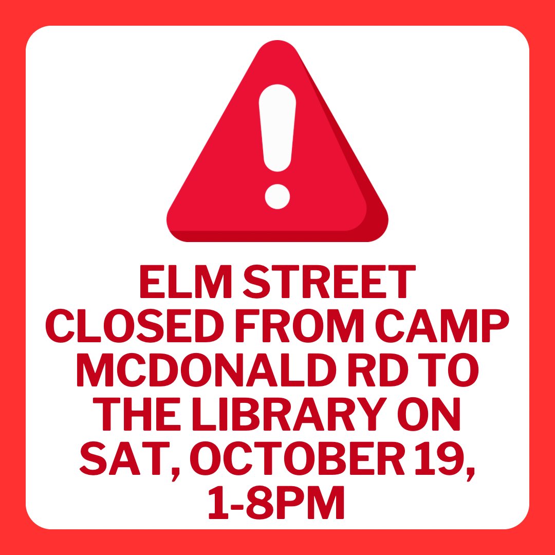 ProspectHtsPrks's tweet photo. Spookfest | Sat, October 19 | 3-7pm | All Ages | $9/person
Additional hayrides have been added. It's not too late to register:  https://t.co/GUZOKLQnEv
Elm Street will be closed Camp McDonald Rd to the Library on Sat, October 19 from 1pm to 8pm https://t.co/LlsK1A9xvj