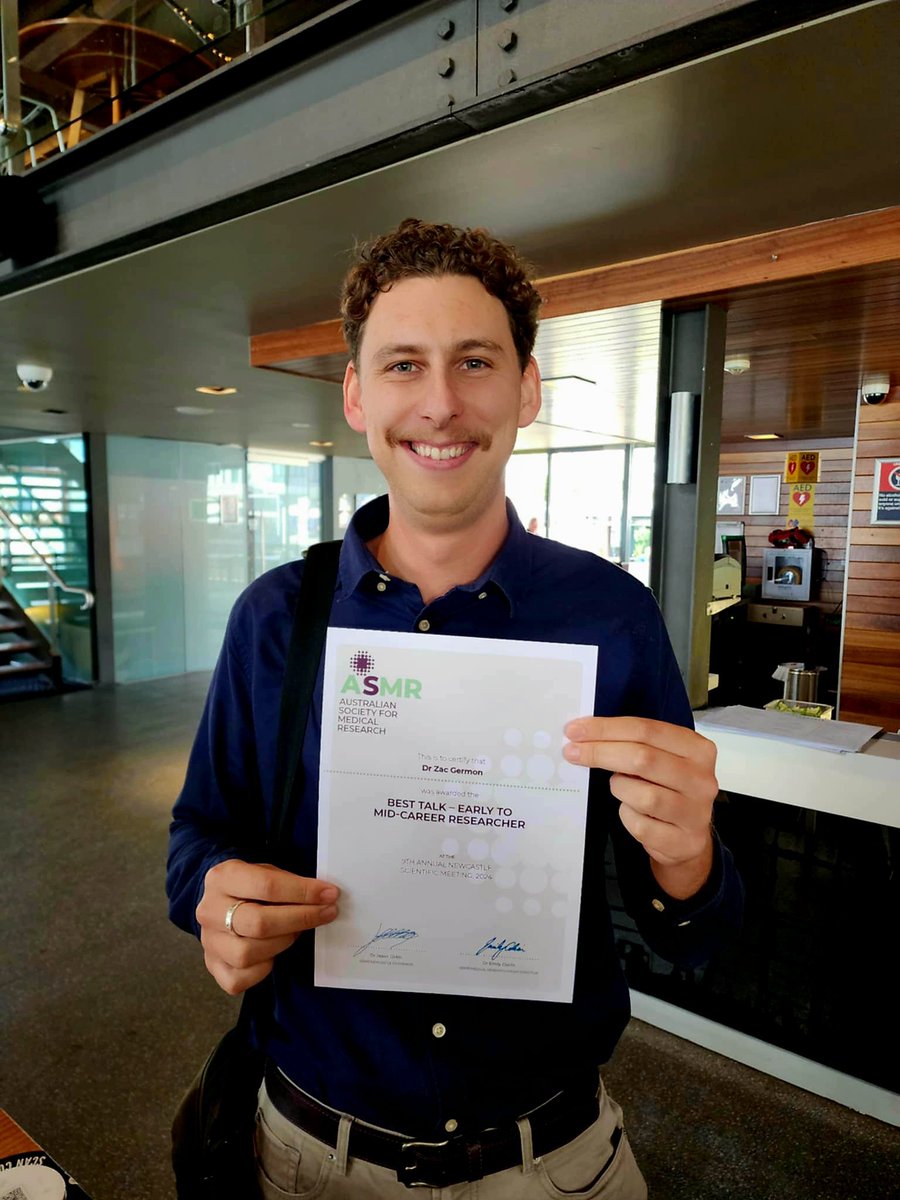 Had a great day at <a href="/TheASMR1/">The Australian Society for Medical Research (ASMR)</a> Hunter meeting. Grateful to have been awarded Best ECR/MCR talk on the day!