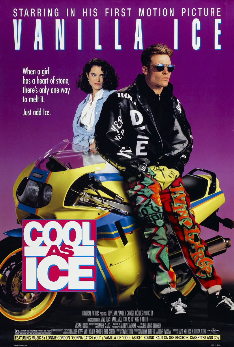 FilmNewsNos's tweet photo. 🎬MOVIE HISTORY: 33 years ago today, October 18, 1991, the movie ‘Cool as Ice’ opened in theaters!
#VanillaIce #KristinMinter #MichaelGross #DeezerD #JohnHaymesNewton #CandyClark #NaomiCampbell #KathrynMorris #JackMcGee #VictorDiMattia #SAGriffin #SydneyLassick #DodyGoodman https://t.co/WlxofnAIuo