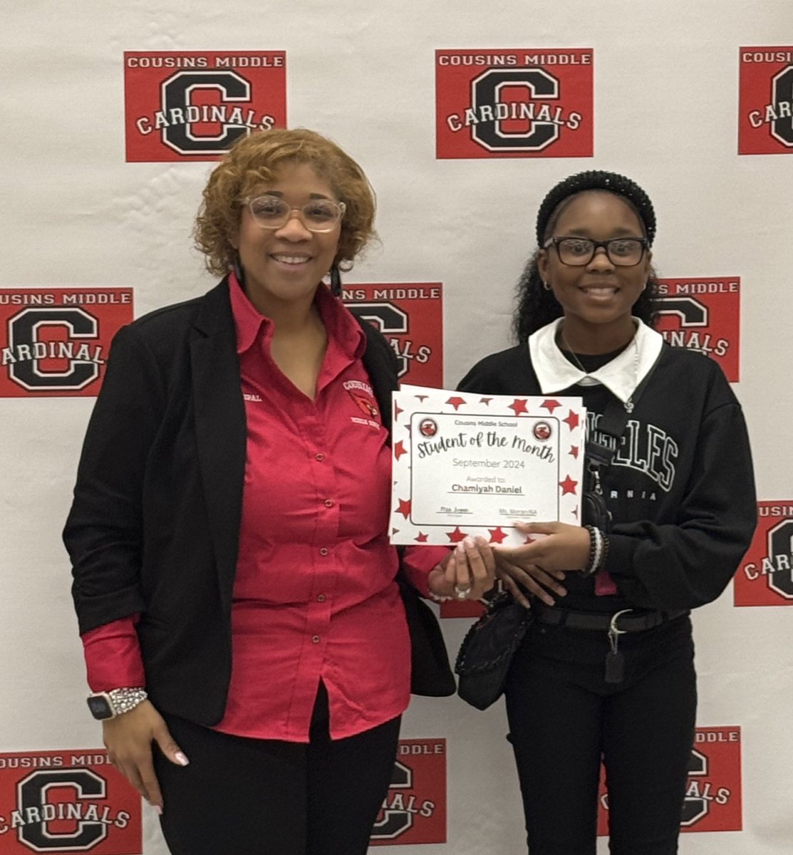 Mz. G (@mzgthaedukator) on Twitter photo Our Student of the Month celebration took place today at <a href="/CousinsMiddle/">Cousins MiddleSchool</a> Our scholars received a certificate and the wonderful words their teacher shared when they were nominated. Our Student of the Month celebration took place today at <a href="/CousinsMiddle/">Cousins MiddleSchool</a> Our scholars received a certificate and the wonderful words their teacher shared when they were nominated.