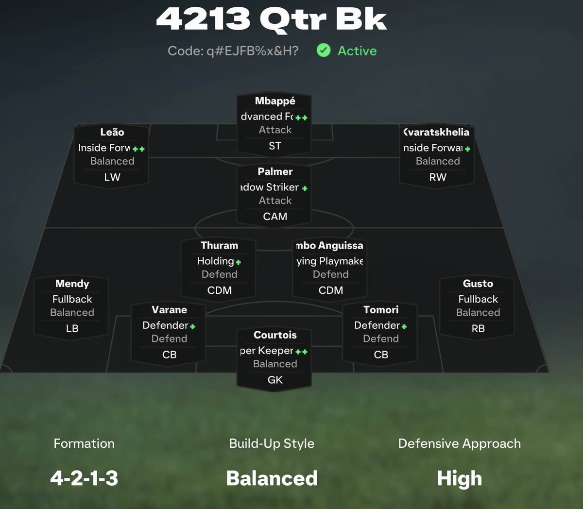 saf_cal's tweet photo. The best post patch tactics, I've used thanks to our @SAF_Tactician discord team

4-2-1-3 😎

Code: q#EJFB%x&amp;H?

Enjoy 🤝 https://t.co/jxhl1wOFLw
