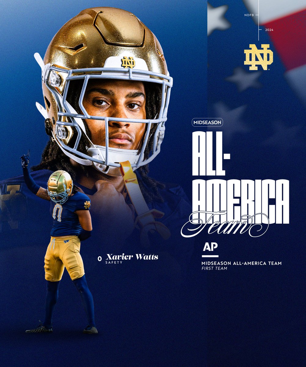 🇺🇸0️⃣

@Xavierwatts6 has been named an AP Midseason All-American 

#GoIrish☘️