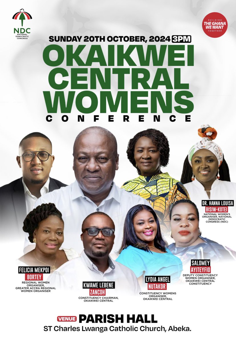sadiqabdulaiabu's tweet photo. On Sunday, we meet the women of Okaikwei Central constituency at our maiden Women’s Conference to interact on the NDC’s superior plan for Ghanaian Women &amp; how the #PuttingOkaikweiCentralFirst plans to leverage it to create sustainable livelihoods for women in OKC. https://t.co/6nRolr9LQQ