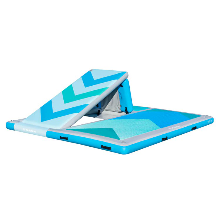waterlinetechnologies.com
website: waterlinetechnologies.com/solstice-10-x-…
Inflatable 10' x 8' dock with built-in slide. Converts from slide to a flat dock accommodating up to 8 people with minimal tossing,
