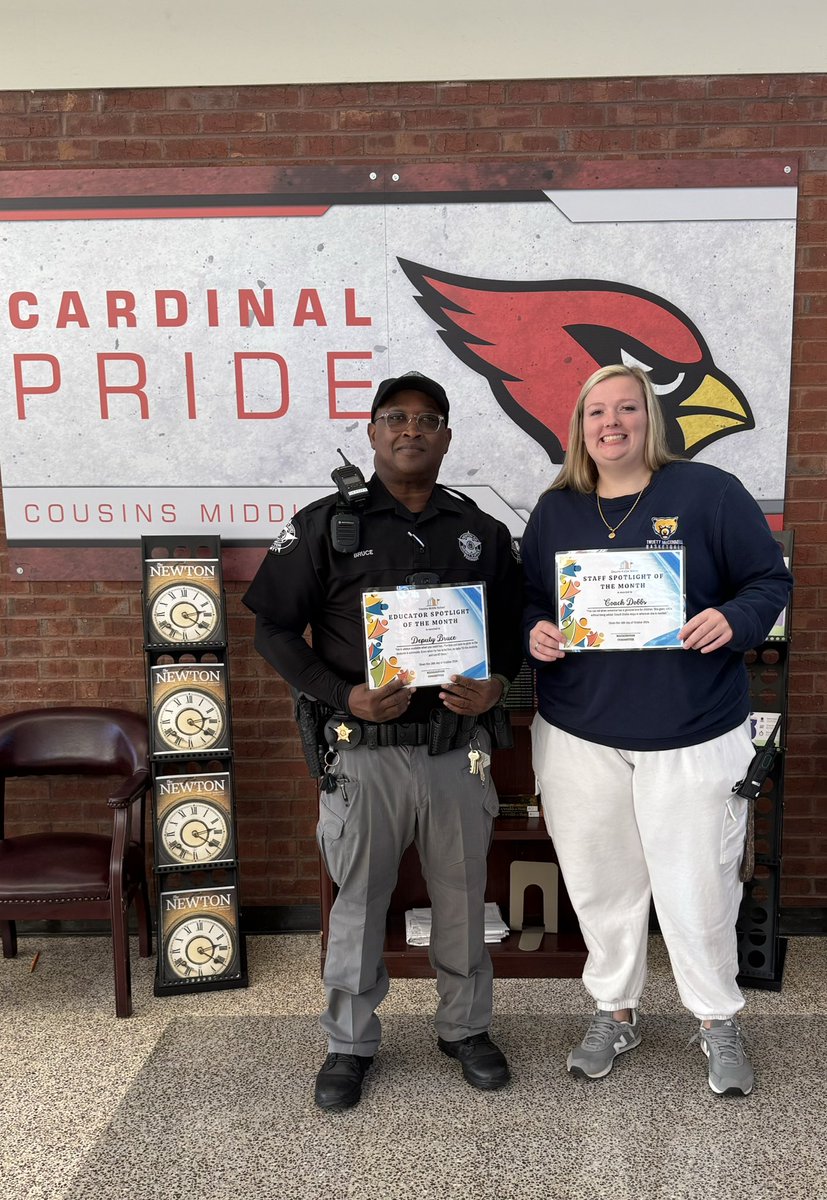 Mz. G (@mzgthaedukator) on Twitter photo Coach Dobbs and Deputy Bruce were the <a href="/CousinsMiddle/">Cousins MiddleSchool</a> Staff of the Month for September. They received a small treat from the Recognition Committee to celebrate their accomplishment. Coach Dobbs and Deputy Bruce were the <a href="/CousinsMiddle/">Cousins MiddleSchool</a> Staff of the Month for September. They received a small treat from the Recognition Committee to celebrate their accomplishment.