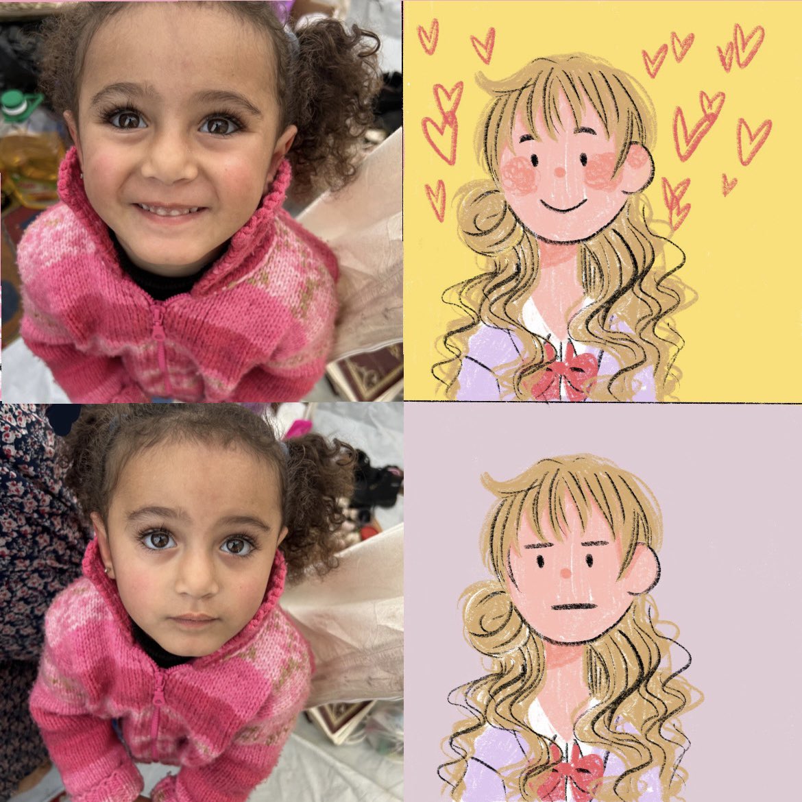 BasharInshasi's tweet photo. This work may attract your attention to this child, you may be the reason for drawing a smile on her beautiful face instead of the sadness that does not suit her, may be this trend will be the reason for saving her life, you can help her : donate, share! 
 https://t.co/MFsV9JylC9 https://t.co/t9uwcYdTwp