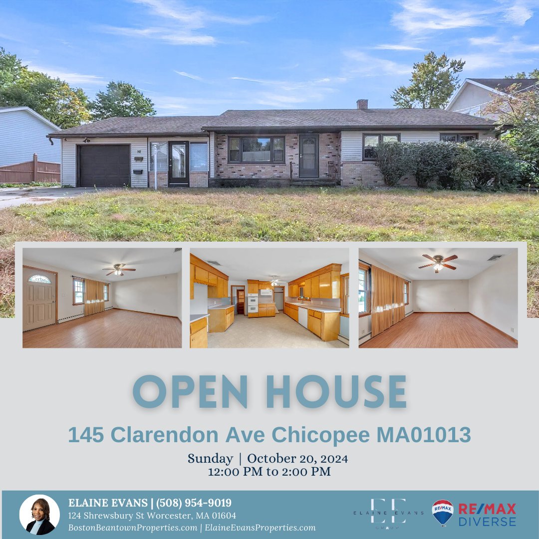 hotstf's tweet photo. 🏡 Join Us for an Open House! 🌟

This Sunday, October 20, 2024, from 12:00 PM to 2:00 PM, come explore 145 Clarendon Ave, Chicopee, MA! This charming home features 3 bedrooms, 2 baths, and 1,280 sq ft of cozy living space, all for just $330,000.

We can’t wait to see you there! https://t.co/yOvMTatyJ7