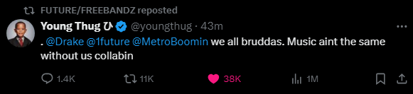 Future retweet?????  Nah they gotta give Thug the Nobel Peace Prize