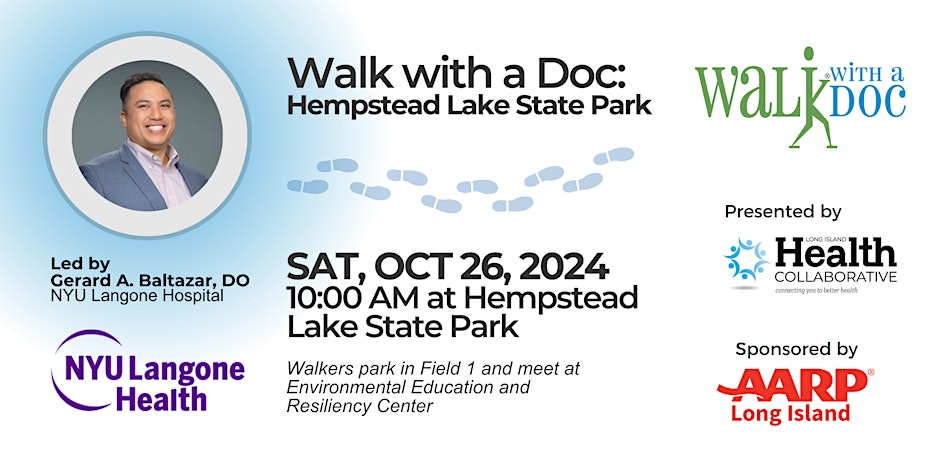 NYULHLI_Trauma's tweet photo. 📢 We are excited to partner with @lihealthcollab and @AARP for a @walkwithadoc event on Saturday, 10/26! 
Join us as @baltazarsurgery leads our walk and discusses the importance of exercise as we age.

Visit https://t.co/kzpAgSdasY to register.

#WalkWithADoc #injuryprevention https://t.co/kS1bRbTeAz