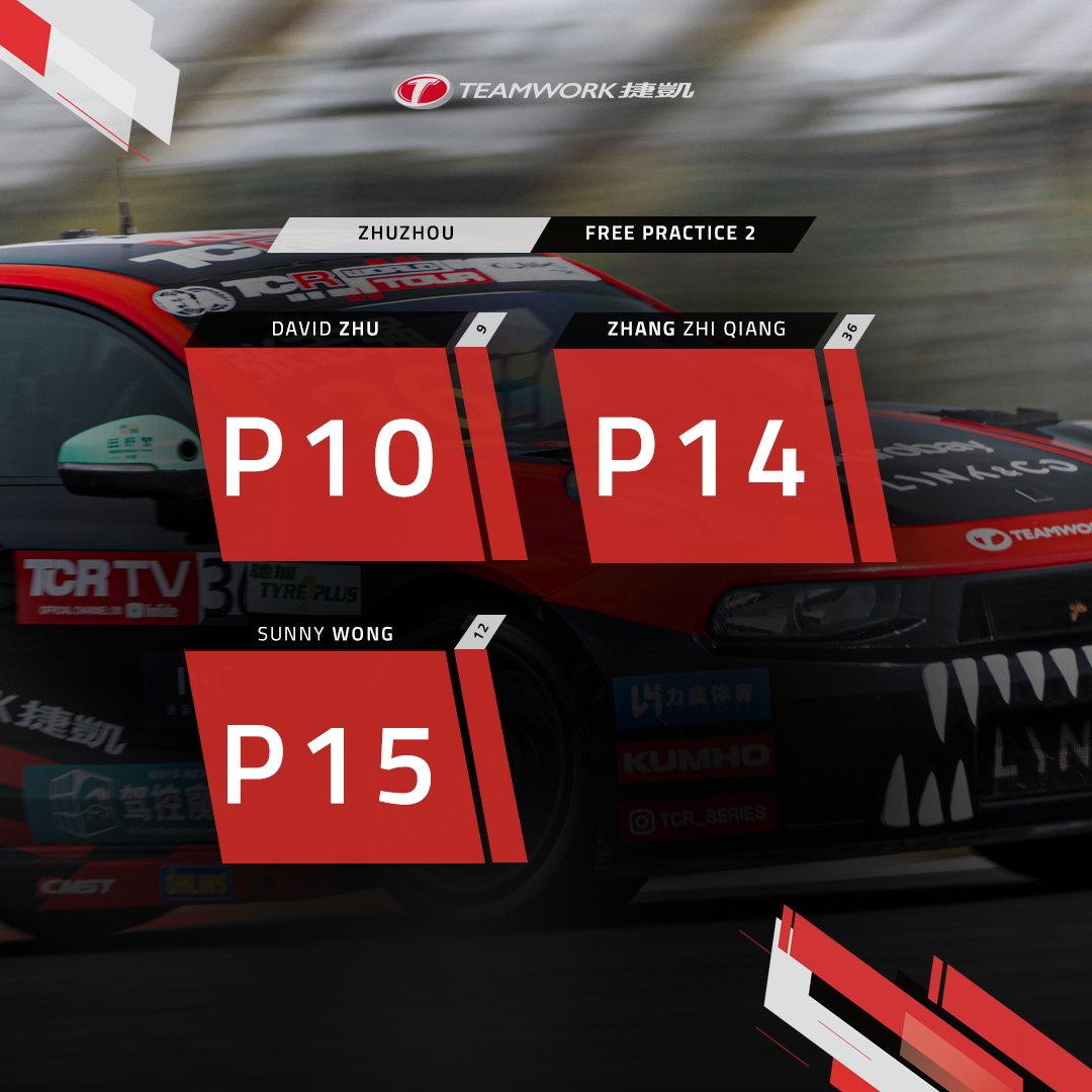 TeamworkMS's tweet image. Great performances in practice for Lynk& Co Teamwork Motorsport, with drivers in the top ten on the world stage.
David, Jason, and Sunny also finish the day 1-2-3 in TCR China classification #TCRSeries