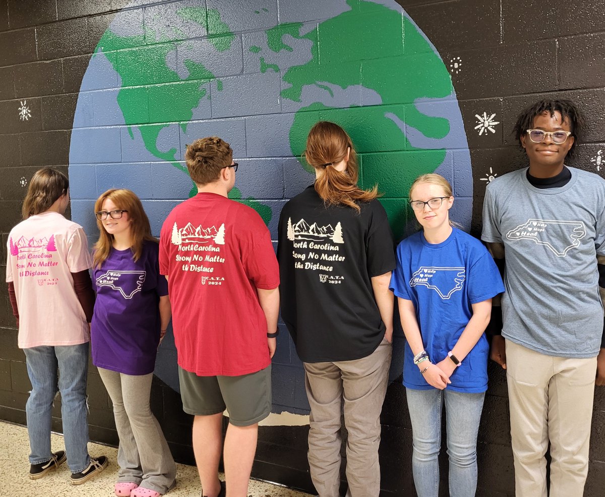 CATAMonroeNC's tweet photo. Hurricane Helene Relief Fundraiser–NC Strong, No Matter the Distance. Support recovery efforts in the NC mts! Buy a custom-designed t-shirt for $15. All $$ go directly to aid those affected by the storm. Sales start next week in cafe at lunches! @AGHoulihan @UCPSNC @KevinBeals2 https://t.co/SOZ8htXbiO