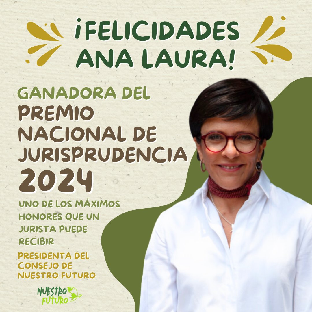 Nuestro Futuro (@nuestrofuturoac) on Twitter photo ¡Felicidades a la Dra. Ana Laura Magaloni por recibir el Premio Nacional de Jurisprudencia 2024! 👏🏼 Su labor ha sido clave en la defensa de los derechos ambientales, abriendo camino a la justicia climática en México. 🌎⚖️ ¡Gracias por tu invaluable contribución, <a href="/magalonik/">Ana Laura Magaloni K</a>! ¡Felicidades a la Dra. Ana Laura Magaloni por recibir el Premio Nacional de Jurisprudencia 2024! 👏🏼 Su labor ha sido clave en la defensa de los derechos ambientales, abriendo camino a la justicia climática en México. 🌎⚖️ ¡Gracias por tu invaluable contribución, <a href="/magalonik/">Ana Laura Magaloni K</a>!
