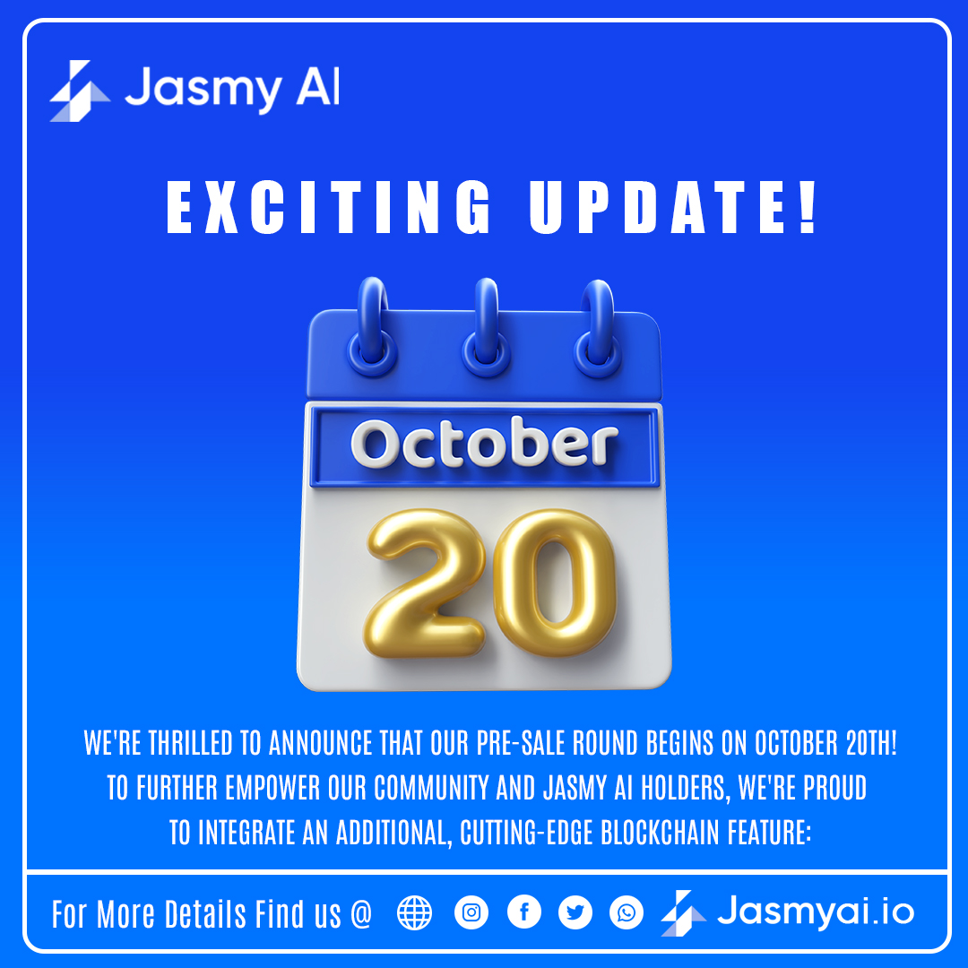 cockroachsparty's tweet photo. EXCITING UPDATE!

We're thrilled to announce that our Pre-Sale Round begins on October 20th!

To further empower our community and Jasmy AI holders, we're proud to integrate an additional, cutting-edge blockchain feature: https://t.co/L7t5i7T0t8