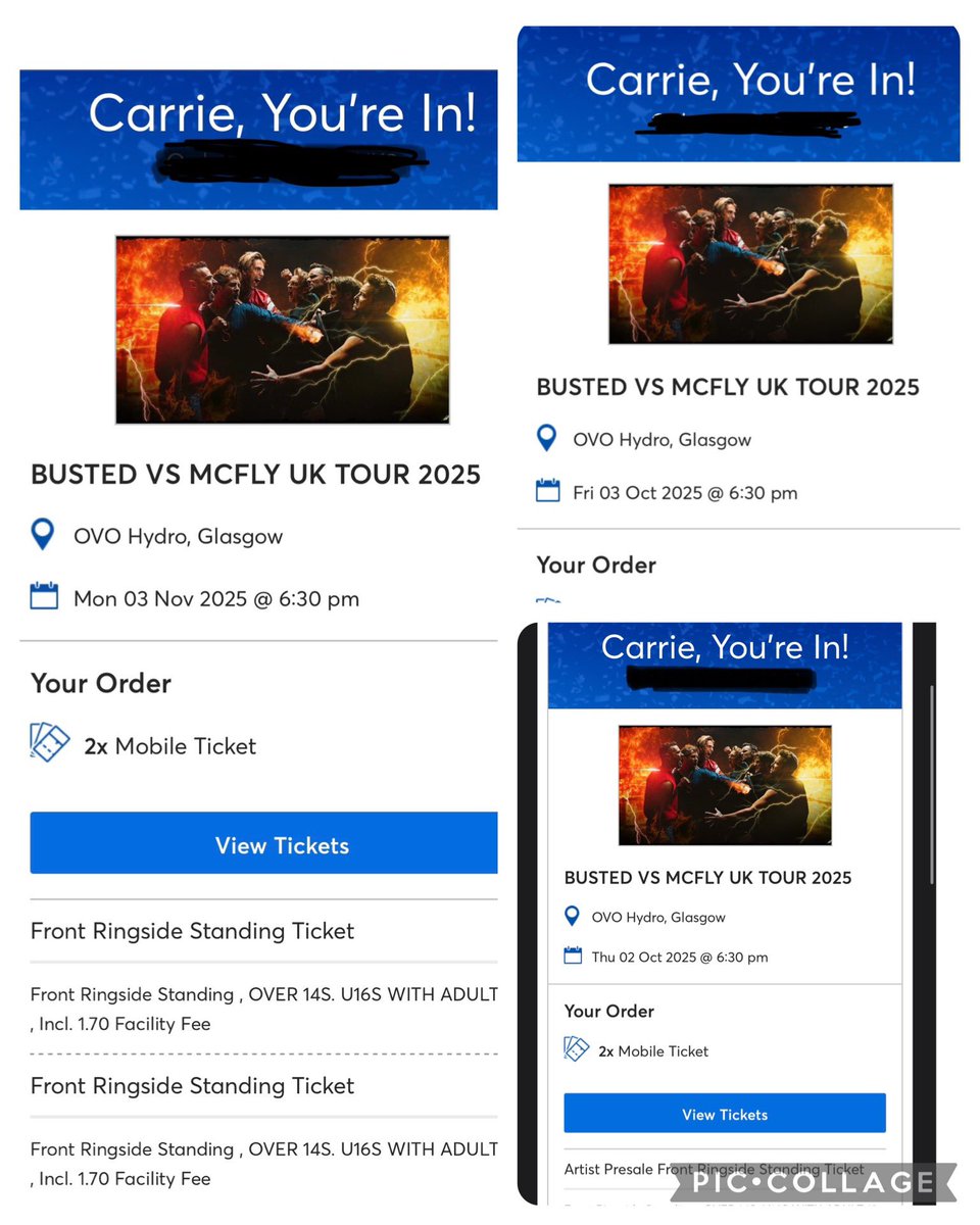 CarrieeMcFly's tweet photo. @mcflymusic I kindly ask that you do not announce anymore Glasgow dates….as I am apparently cannot stop myself buying tickets and am going to all 3 so far 😂 @DougiePoynter @itsDannyJones @TomFletcher @mcflyharry #BustedVsMcFly #teammcfly https://t.co/618WmOkVK0