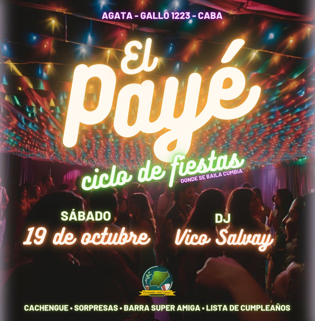 ctesmascerca's tweet photo. ¡Mañana HAY PAYÉ!
Se viene la segunda fecha de EL PAYÉ, la mejor fiesta del interior!🕺💃

Volvemos recargados con:
➡️ CUMBIA Y CACHENGUE 🪩
➡️ BARRA SÚPER AMIGA 💸🍺

📅 Sábado 19/10
⌚️ 23:59 horas
📍 Ágata, Gallo 1223, Recoleta, CABA
🎟️ Anticipadas al MP (A SOLO $3000 😉) https://t.co/hNFmRB4m7w