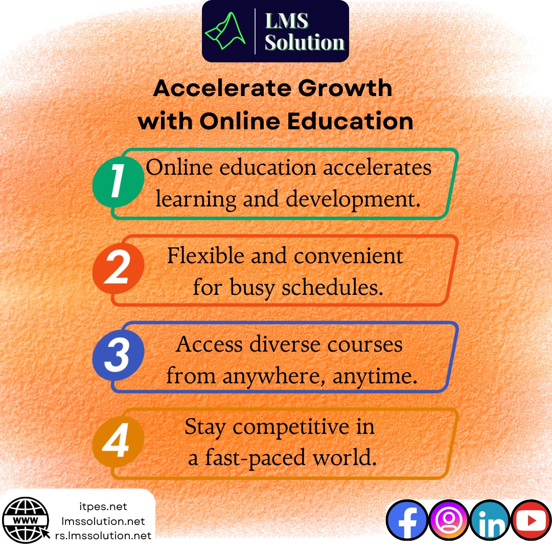 Lms_Solution's tweet image. Fast-Track Your Growth Through Online Education
Online education boosts your skills and accelerates personal and professional growth.
rs.lmssolution.net/onlinecourse
#AccelerateGrowth #OnlineEducation #FastTrackLearning #SkillDevelopment #LifelongLearning #CareerAdvancement