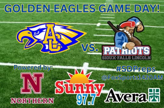 It's Aberdeen Central High School Football game day! 🏈
<a href="/acgefootball/">AC Golden Eagles FB</a> vs. <a href="/PatsRevolution/">Lincoln Football</a>
📻ow.ly/wCN750ST8GL
📹ow.ly/XBwC50ST8GK
🎙️@The_Cobra66