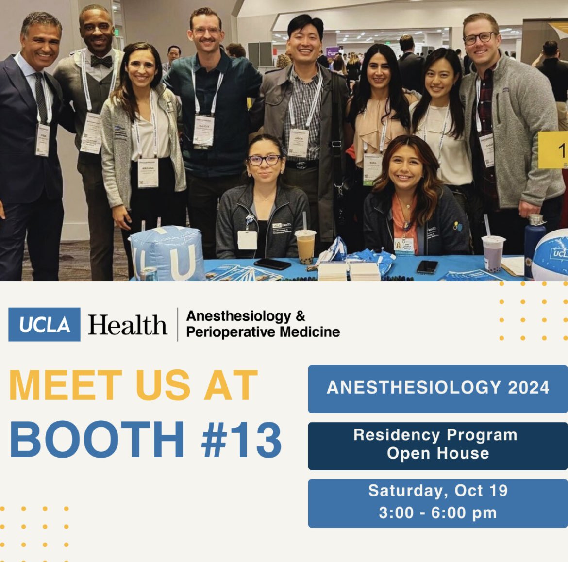 #ANES24 Come visit us at Booth 13 during the Residency Program Open House! Saturday, Oct 19 from 3-6pm ET. See you in Philly! #ucladapm #uclaanesthesiology #anesthesiologyresidency #uclaanes <a href="/ASALifeline/">ASA®</a>