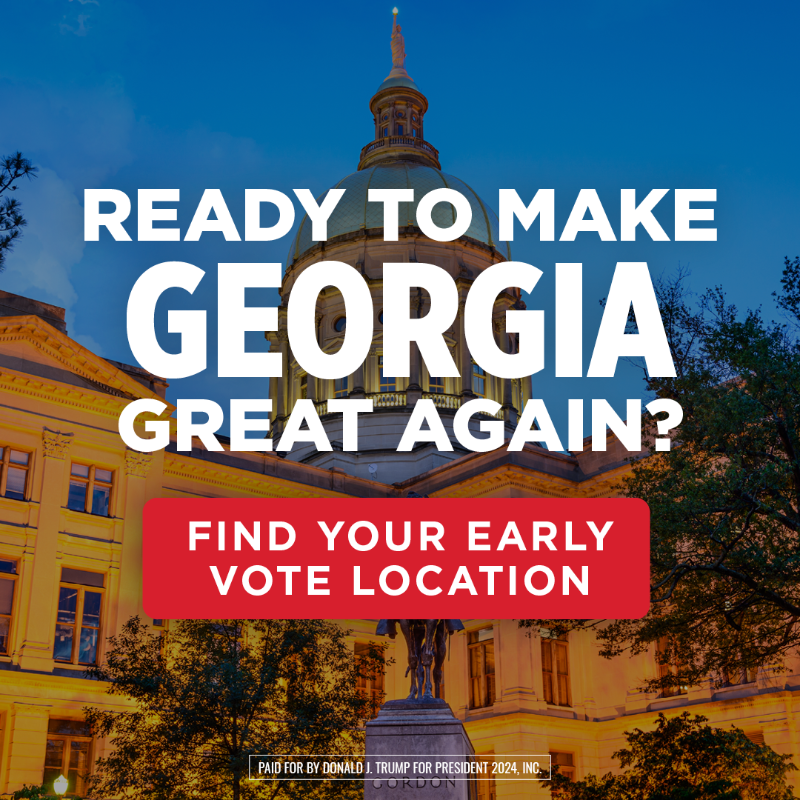 TeamTrump's tweet photo. Your neighbors in GEORGIA are counting on you to MAKE AMERICA GREAT AGAIN! 

VOTE EARLY for President Trump TODAY!