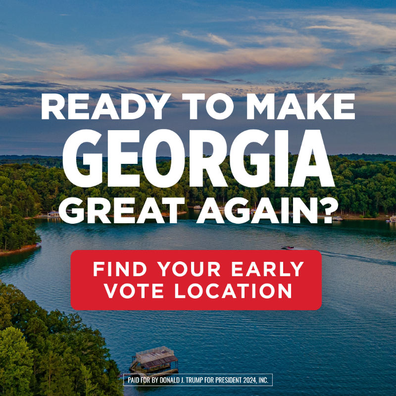 TeamTrump's tweet photo. GEORGIA!!!!! 

Election Day is almost here &amp; President Trump needs all of his loyal supporters to vote. Find your early vote location HERE—Make this election TOO BIG TO RIG ⬇️