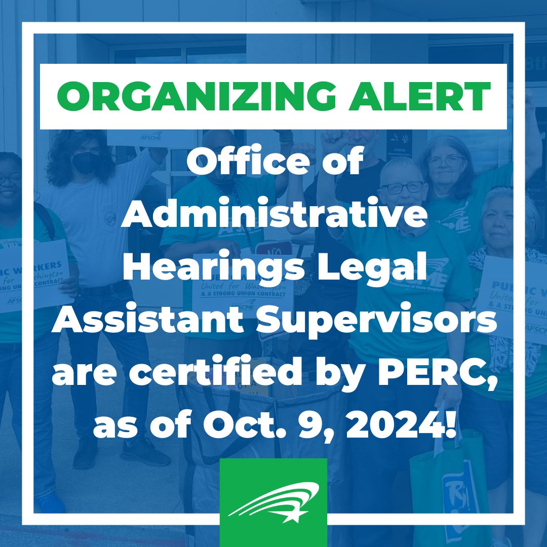 wfsec28's tweet image. 💚 Congrats to OAH LA Supervisors on their recent PERC certification! We're excited to have you in the WFSE family! #OrganizingWins #Solidarity