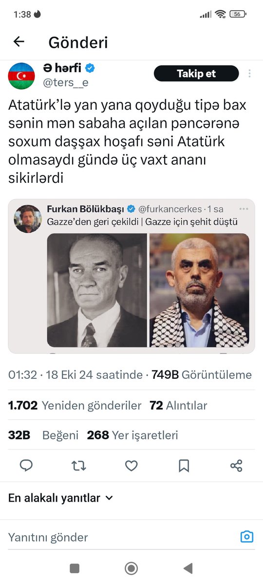 mahir10mu's tweet photo. Azerbaycanlı bir TÜRK'ün Furkan denen arap picine verdiği cevap inanın TÜRK'ün TÜRK'ten başka dostu kardeşi yoktur #cinnetgecireceğim #mekani cennet #fahrettin koca #bebekkatilleri https://t.co/LZcd9hkcSk